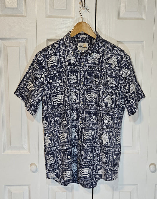 Blue "Reyn Spooner" Hawaii Statehood Aloha Shirt (L)